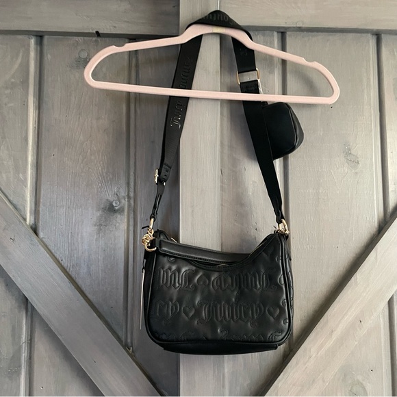 NWT Juicy Couture Purse Crossbody with Mini Coin Purse Charm Y2K Style Black - Picture 8 of 10